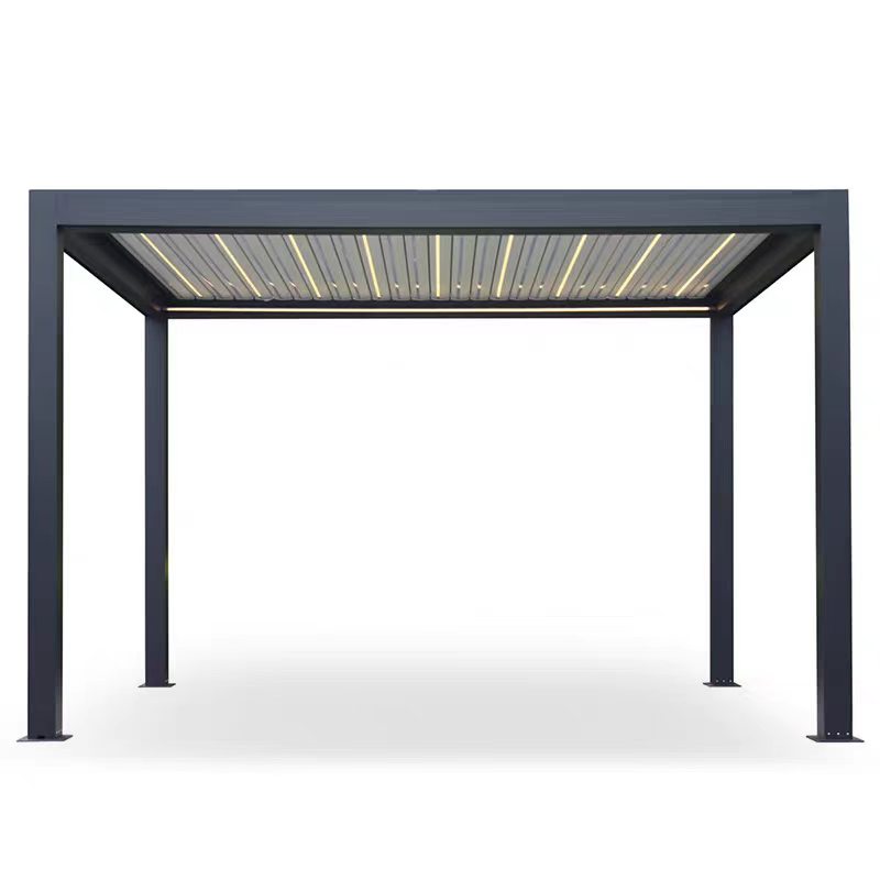 AluShed AluS180 Light motorized louvered pergola with LED strip, anthracite gray