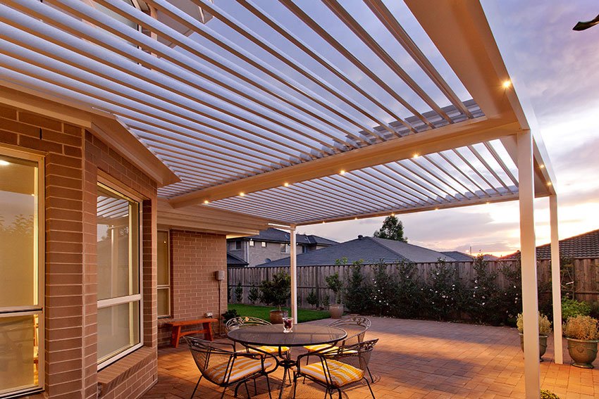 Retractable opening roof system over patio